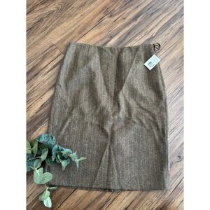 NWT Vintage Ralph Lauren Skirt 6 Wool Brown Herringbone Pencil Old Money New